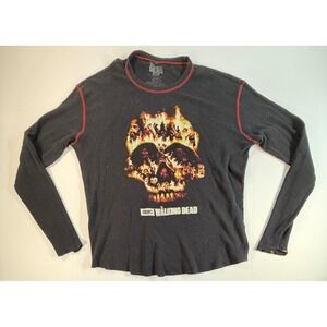 The Walking Dead AMC Thermal Shirt Mens Large Black Skull Graphic Long Sleeve L